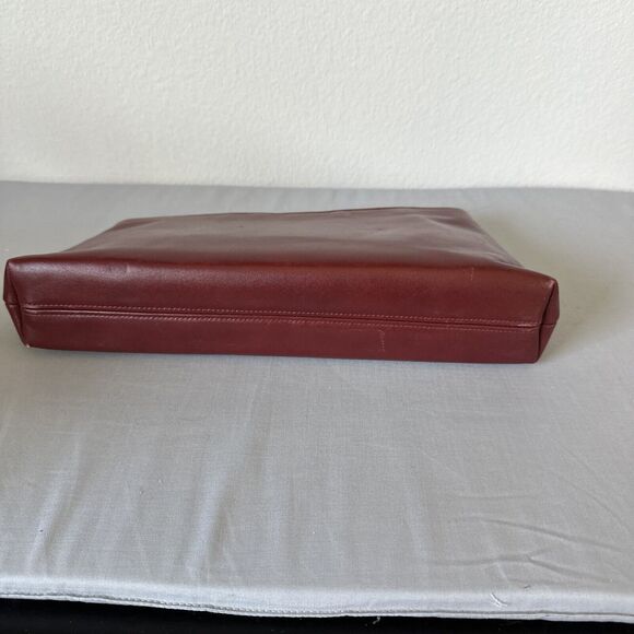 VTG 80s ETIENNE AIGNER Handbag Burgundy Leather Clutch 13" X 6.5" X 2.5" - Picture 4 of 8